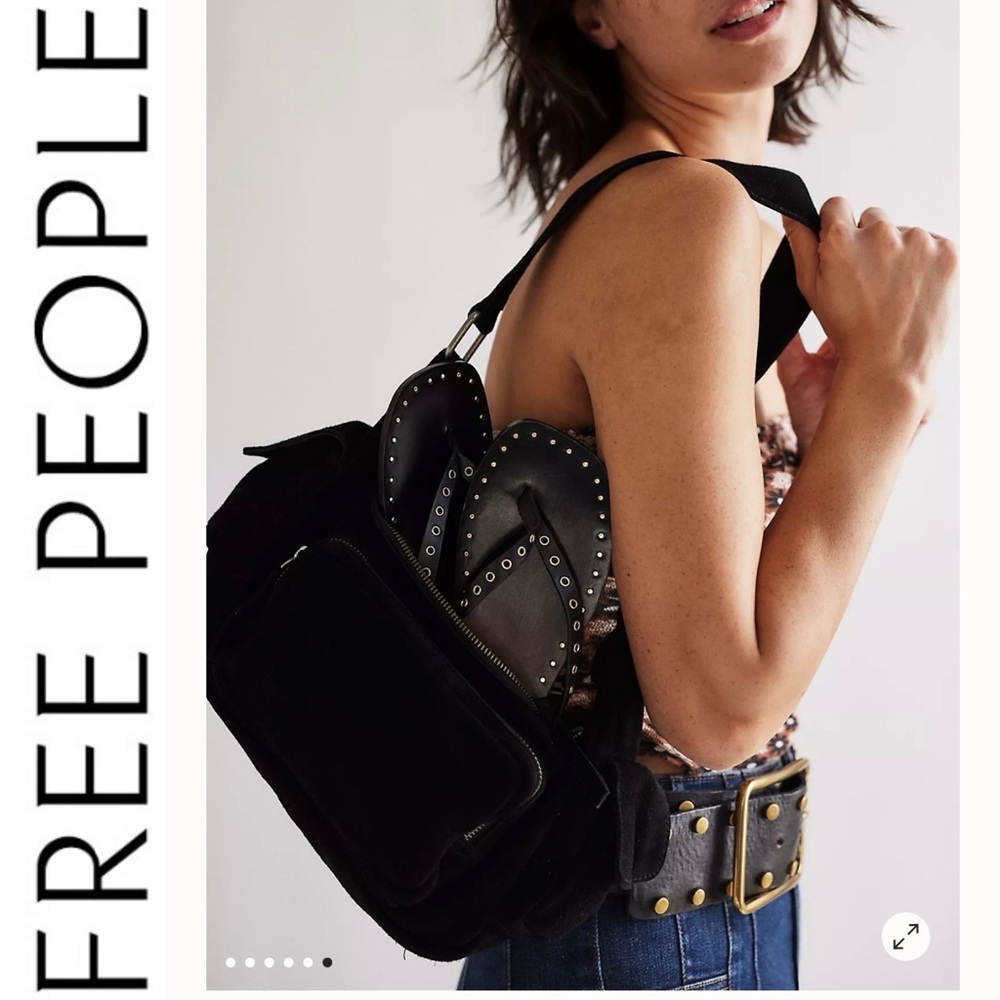 NWT Free People Siren Suede Shoulder Bag in Black - Picture 2 of 16